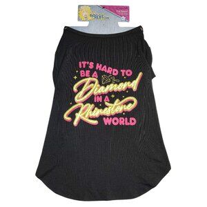 Doggy Parton XL Pet T-Shirt Black Its Hard To Be A Diamond In A Rhinestone World
